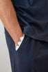 Men Summer Pajama Set Navy Shark Buttoned Tee + Pants